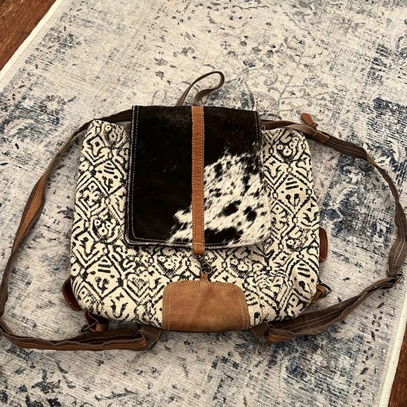 Myra Bag Flapover Cowhide Backpack - Picture 3 of 8